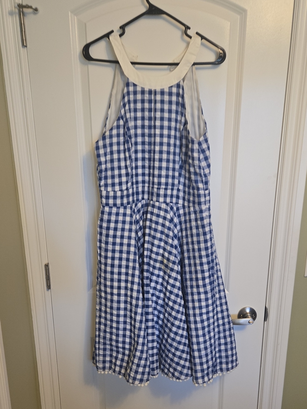 Womans Blue and White Gingham Halter Dress Size Large! Dorothy Halloween Cosplay